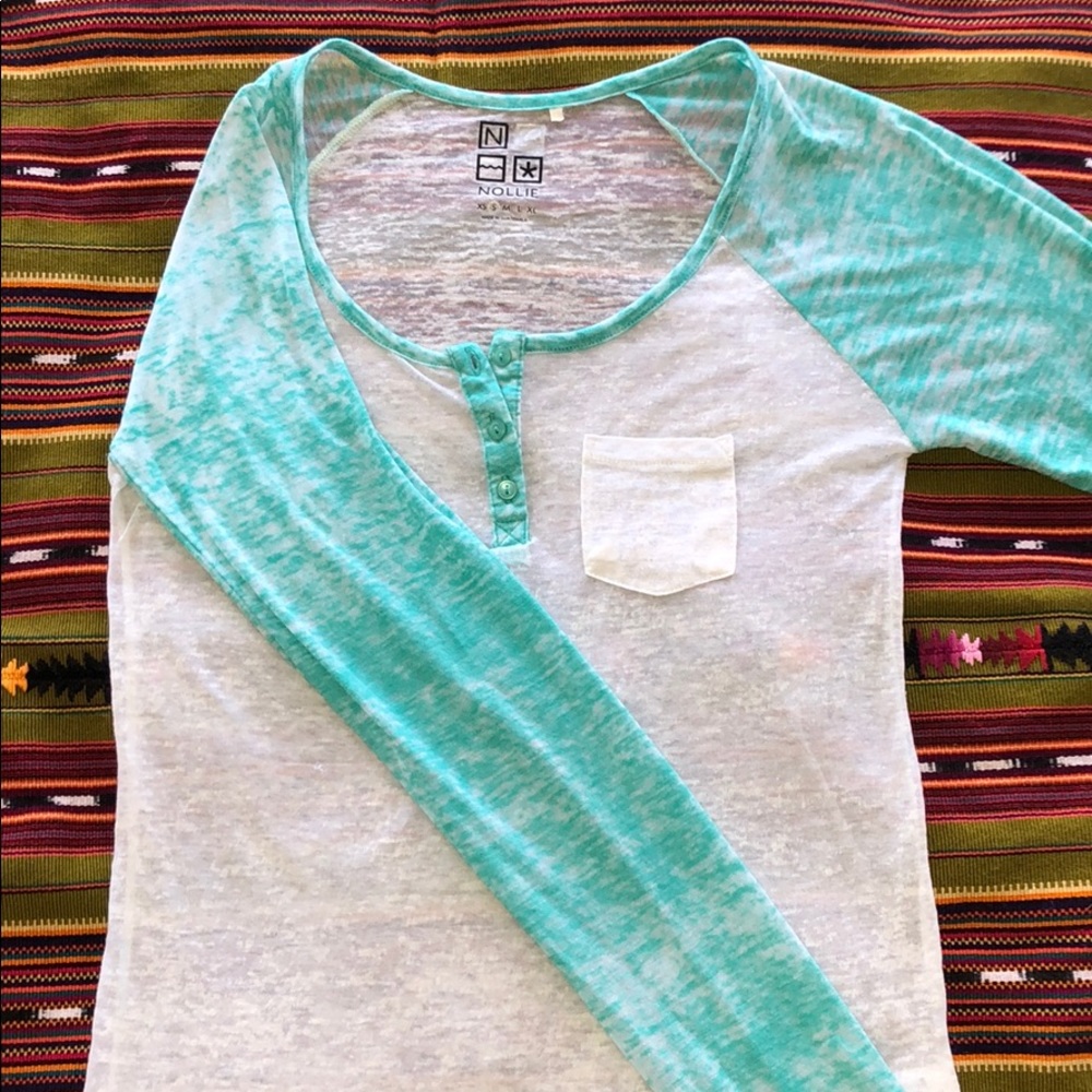 Tiffany Blue & White Baseball Style Shirt